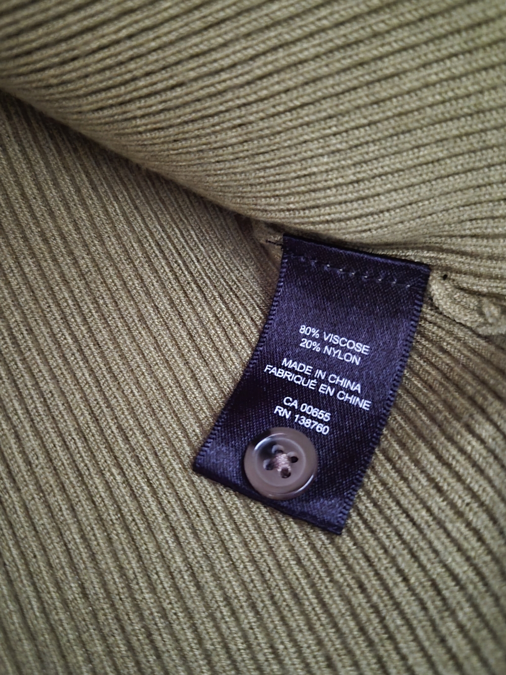 RW&CO. Olive Green Ribbed Button-Front Cardigan - Picture 5 of 5